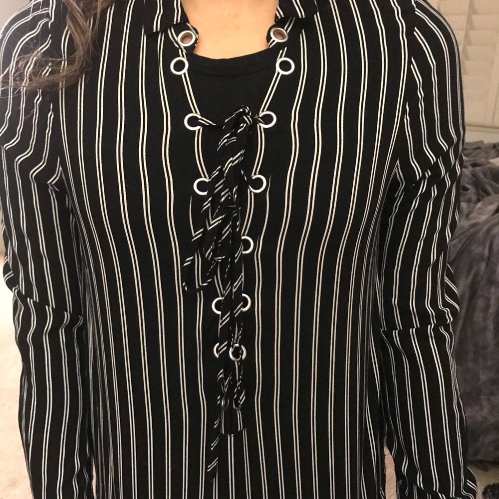 HM striped lace up shirt